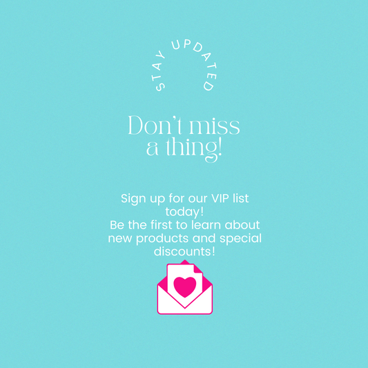 Teal background with an envelope with a pink heart inviting people to sign up for Callio Fragrance's email list.