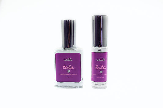 Lola limited edition eau de parfum bottle - champagne and raspberry fragrance by Callio Fragrance