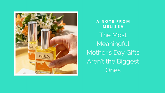 Image of Sunny one-ounce and travel size with flowers and a note for Mother's Day.