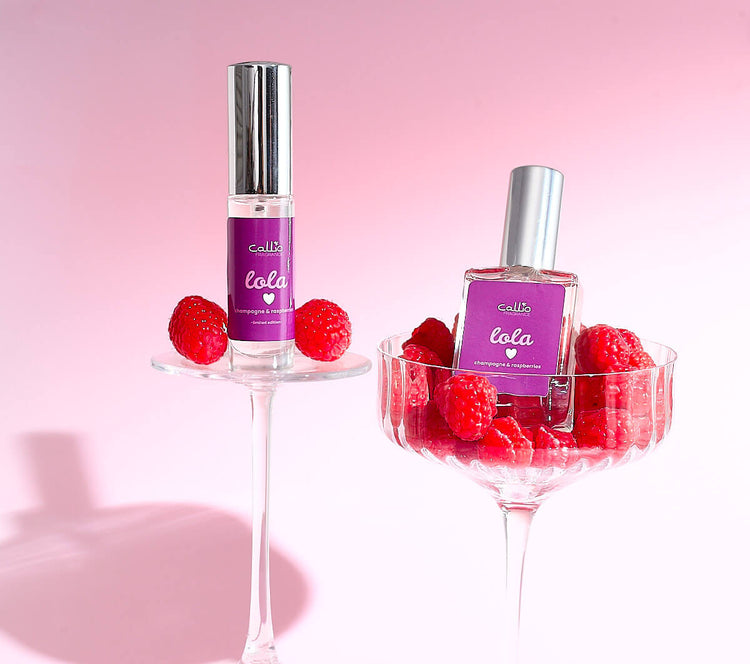 Lola limited edition eau de parfum bottle - champagne and raspberry fragrance by Callio Fragrance
