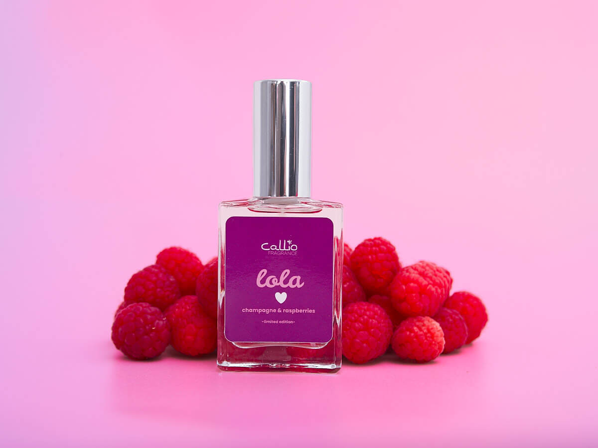 Lola limited edition eau de parfum bottle - champagne and raspberry fragrance by Callio Fragrance