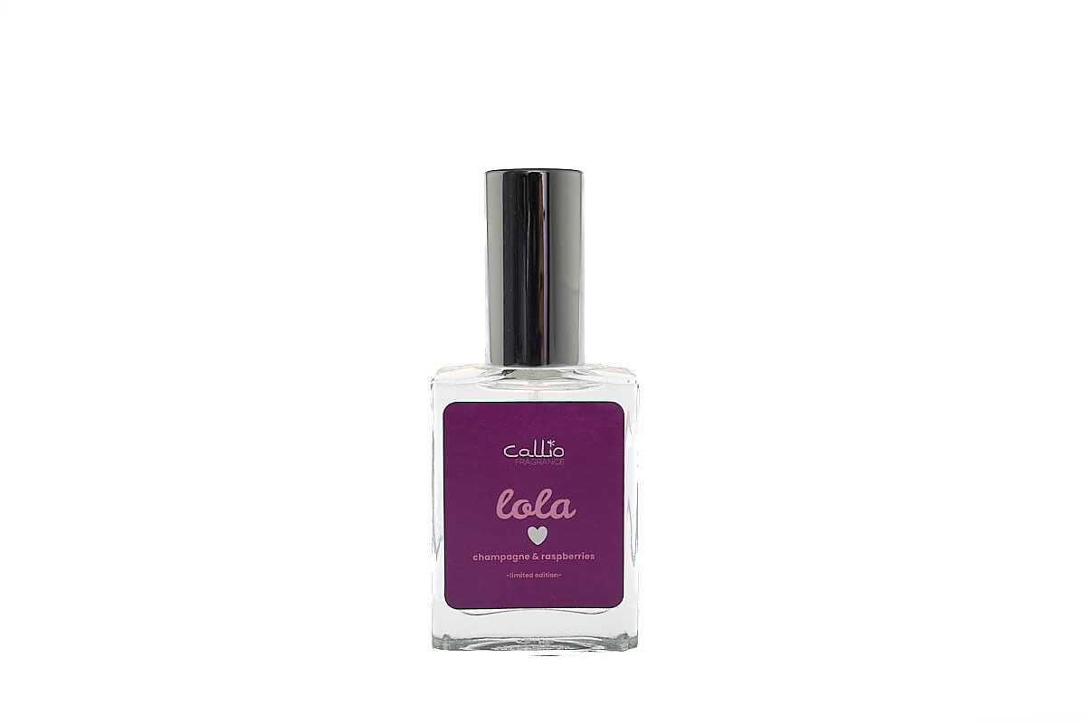 Lola limited edition eau de parfum bottle - champagne and raspberry fragrance by Callio Fragrance