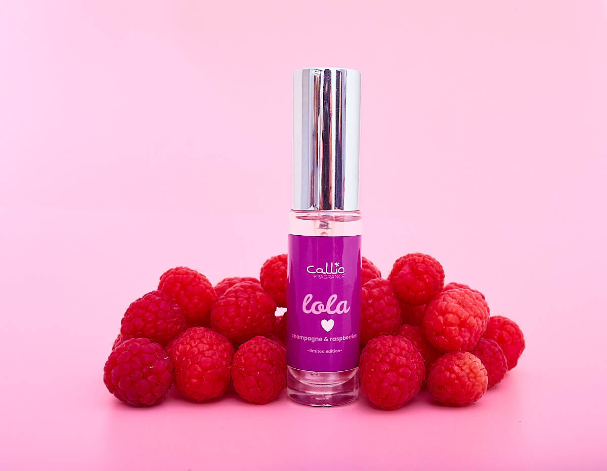 Lola limited edition eau de parfum bottle - champagne and raspberry fragrance by Callio Fragrance
