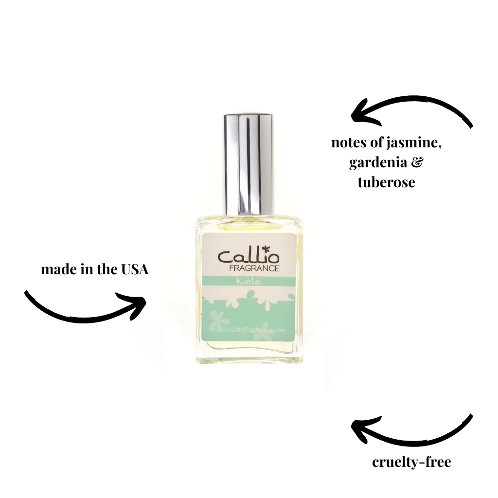 Image of Kiele Perfume by Callio Fragrance featuring notes of jasmine, gardenia, and tuberose. It is cruelty-free and made in the USA.